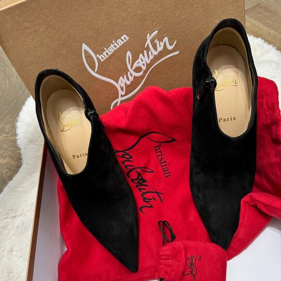 Christian Louboutin Gorgona 100 Veau Velours Black Bootie Size 38 - Picture 8 of 16